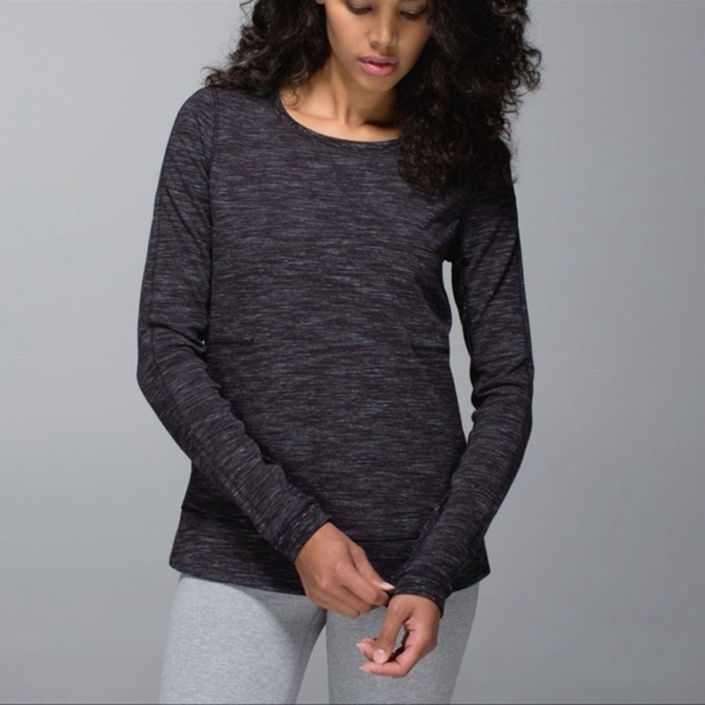 LULULEMON Exhalation Pullover II‎ Sweatshirt Marled Black Long Sleeve Size 6